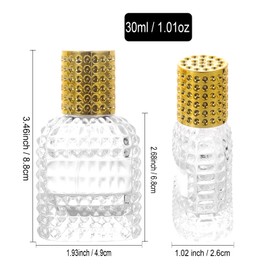 YWG Stone 3 Pack Refillable Clear Glass Luxury Spray Gold Cap Perfume Bottle Empty Atomizer Makeup Tool Bottles, Atomizer, Portable Mist Travel Dispenser for Travel 30ml/1oz