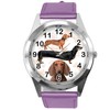 TAPORT® Purple Leather Round Watch for Dachshund Fans