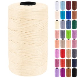Uiopa Macrame Cord 3mm x 200m Polypropylene Flat Macrame String Crochet Yarn for Handbags, Shopping Bags, Sun Hats, Shoes, Carpets, DIY Crafts, Decorative Projects