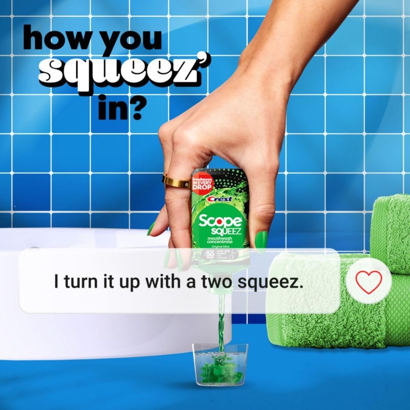 Crest Scope Squeez Mouthwash Concentrate, Original Mint Flavor, 50mL Bottle,