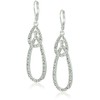 Anne Klein Silver-Tone/Crystal Intertwined Oval Drop Earrings