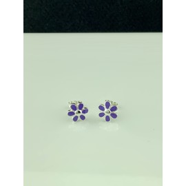 Sterling Silver Purple Daisy Flower Stud Earrings for Adult Women and Teen Girls 0.31in
