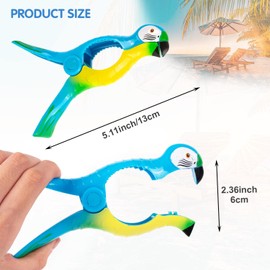 Beach Towel Clip GWAWG 2 PCS Parrot Shaped Durable Quilt Towel Clip Plastic,Novelty Sunbed Beach Pegs,Large Sized Laundry Pegs for Holiday, Beach, Pool