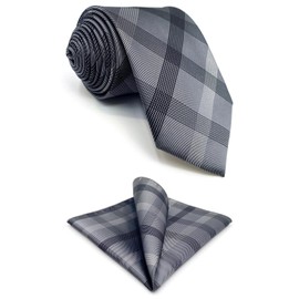 S1 Shlax&Wing Checked Gray Mens Neckties Ties 100% Silk Skinny 2.35"