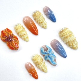 Ocean Breeze,Custom Press On Nails, Handmade Nails,Almond Nails, Size S