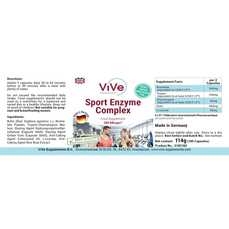 Sport Enzyme Complex High Dose – 180 Capsules | Quality