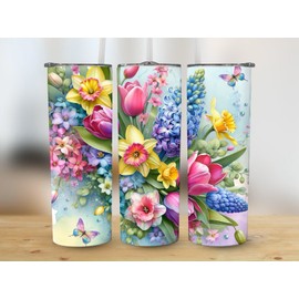 Handmade Spring Flowers Floral  20oz Tumbler Insulated Travel Mug