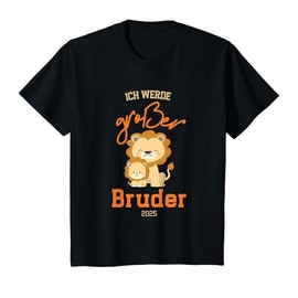 Children's T-Shirt with German Text "Ich Werde Großer Bruder 2025" [German Language], black