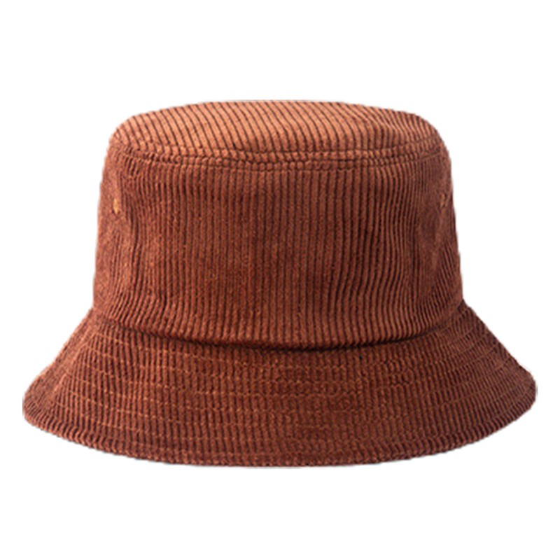 niumanery Unisex Winter Warm Corduroy Velvet Bucket Hat Ribbed Solid