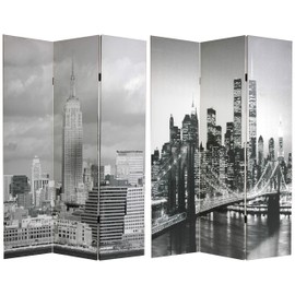 Oriental Furniture 6 ft. Tall Double Sided New York Scenes Room Divider