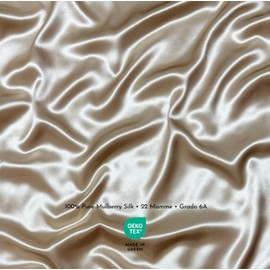 MOONLIGHT Silk 100% Silk Pillowcase 50 x 75 cm - 22 Momme Shiny Mulberry Silk Grade 6A Certified by Oeko-Tex, Hydrated and Wrinkle Free Skin (Champagne)