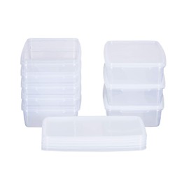 MiraHome Food Storage Container Freezer Container 1 Litre Rectangular Flat 21 x 14 x 5.5 cm Set of 8 Transparent Austrian Quality