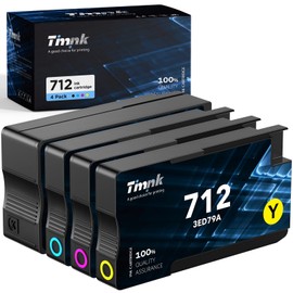 Timink 712 Ink Cartridges High Yield Replacement for 712XL Combo Pack, Compatiable with DesignJet T650 T630 T230 T210 Studio Plotter Printers (4 Pack, 80-ml Black + 29-ml Cyan/Magenta/Yellow)
