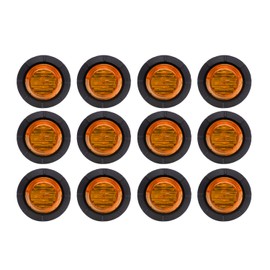 12 Pcs TMH 1-1/4 Inch Mount Amber LENS & Amber LED Clearance Markers, side marker lights, led marker lights, led side marker lights, trailer marker light for Truck Bus RV Pickup 12V DC