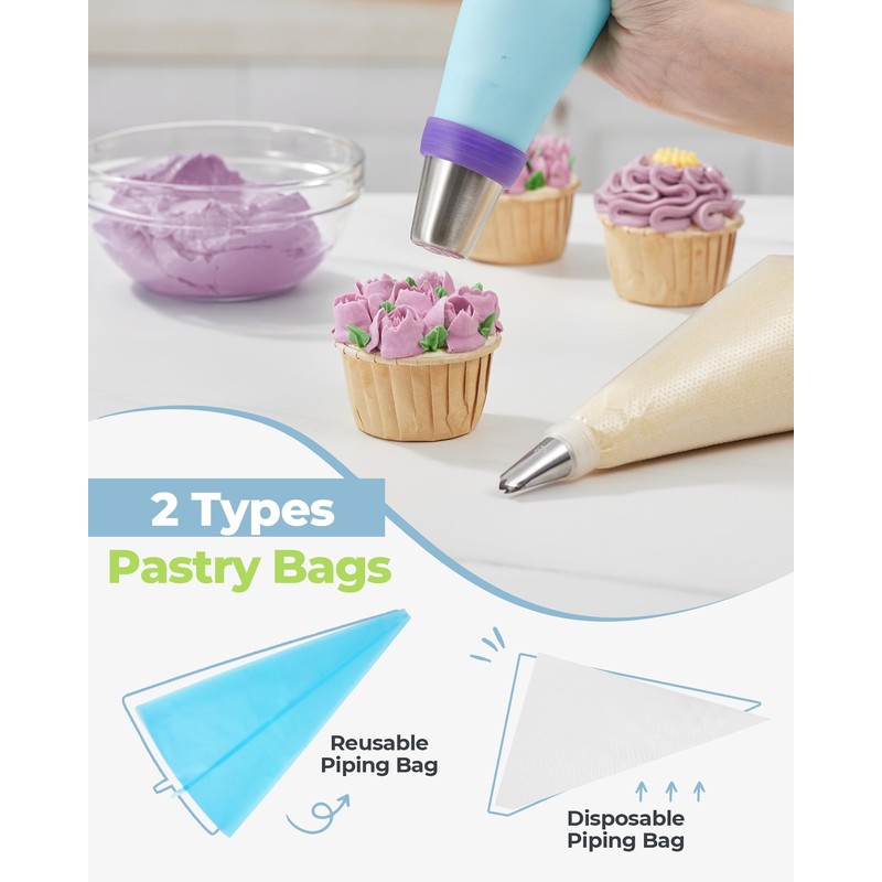 Kootek 48Pcs Russian Piping Tips Set, Piping Bags and Tips