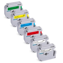 BEYONDTEK 6Pk P Touch M Tape Work with PT-65 PT-70 PT-70BM PT-M95 PTM95 Replace with Brother P Touch M Tape 12mm 0.47 M-K 131 M-K231s 431s 531s 631s 731s for Brother PTouch PT-45 PT-80 PT-90,8m 26.2ft