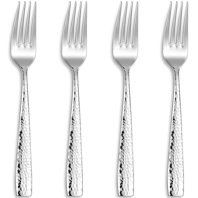 KEAWELL Premium 4-Piece 8.3" Louis Hammered Dinner Fork Set, 18/10