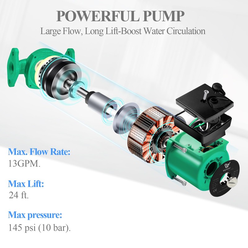 AB 110V Circulation Pump, 130W 13 GPM Hot Water Recirculating