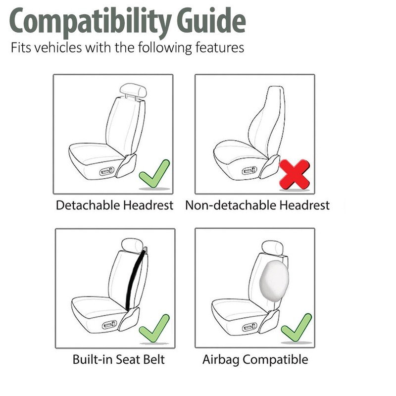 FH Group Front Set Cloth Car Seat Cover for Bucket