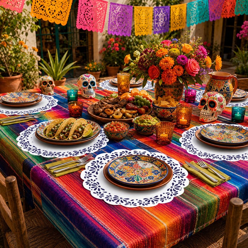 Blue and White Talavera Mexicanos Paper Placemats Mexican Party Decor