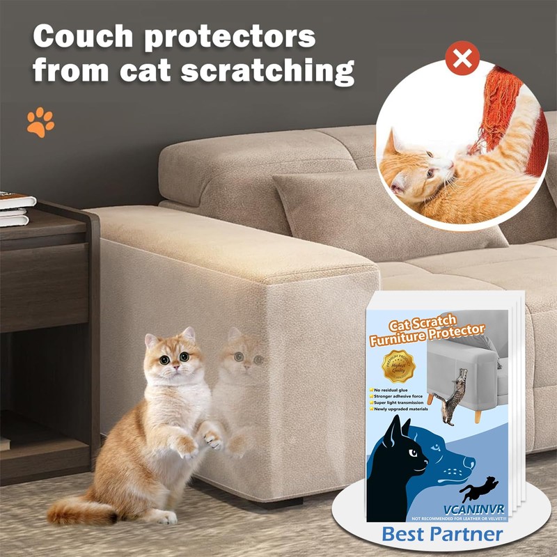 Cat Scratch Furniture Protector 12 Pack Cat Anti-Scratch Deterrent Tapes,