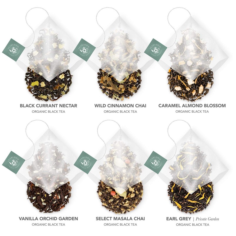 Teabloom Organic Black Forest Pyramid Tea Presentation Box, 12 Assorted