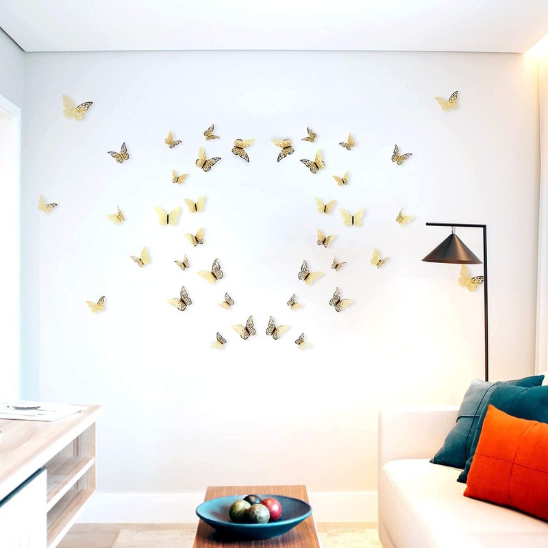 AIEX 24pcs 3D Butterfly Wall Stickers 3 Sizes Butterfly Wall