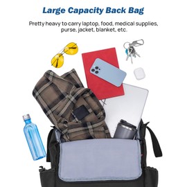 JOYTUTUS Wheelchair Bag, Wheelchair Backpack, Wheelchair Accessories Bag with Cup Holder, Storage Bag with Reflective Stripe and Shoulder Strap for Walker Rollator (14.6 * 13.8 * 5.5 in)