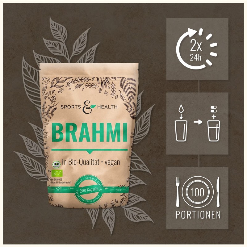 Brahmi Organic Capsules - 200 Brahmi Capsules - 1000 mg