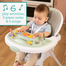 Infantino Music & Lights 3-in-1 Convertible High Chair, Baby & Toddler Dining Chair with Tray, Interactive Lights & Sounds, Foldable, Easy to Clean, Machine Washable Seat for Ages 6+ Months