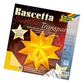 folia - Craft Set Bascetta Star, Transparent White, Finished Size of the Paper Star, With Detailed Instructions (English Language Not Guaranteed) - Ideal For Timeless Decoration