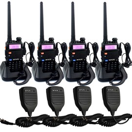 Retevis RT-5R Dual Band Two Way Radio,Adult Walkie Talkies with Speaker Mic,1400mAh Battery,Flashlight,SOS Siren(4 Packs)
