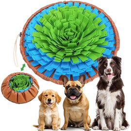 Vivifying Snuffle Mat for Dogs, Adjustable Nosework Mat for Small, Medium & Large Dogs, Interactive Dog Enrichment Toy for Mental Stimulation & Slow Feeding (Green & Blue)