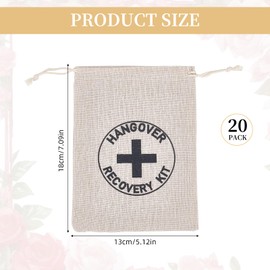 NICENEEDED 20 Pcs Cross Hangover Kit Bags, Bachelorette Party Favor Bags, Large Drawstring Gift Wrap Bags Survival Recovery Kit Bags Hangover Recover Kit for Bridal Shower Wedding and Valentine's Day