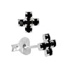 Nklaus Medieval Cross Stud Earrings Pair 925 Sterling Silver Black