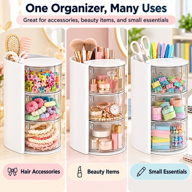 Hair Accessories Organizer for Vanity & Desktop – Multi-Compartment Storage