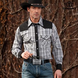 TRIWORKS Men Western Leather Belt Cowboy Buckle Belt Floral Embossed Tooled Country Belt for Jeans