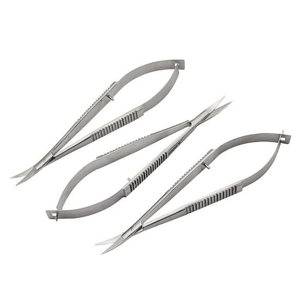 Castroviejo Scissors 5.5" inches CURVED set of 3 Micro thread