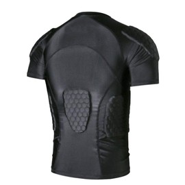 DGYAO Padded Comprssion T Shirt, Mens Rugby Safe Guard Top for Chest Rib Shoulder Protector XX-Large