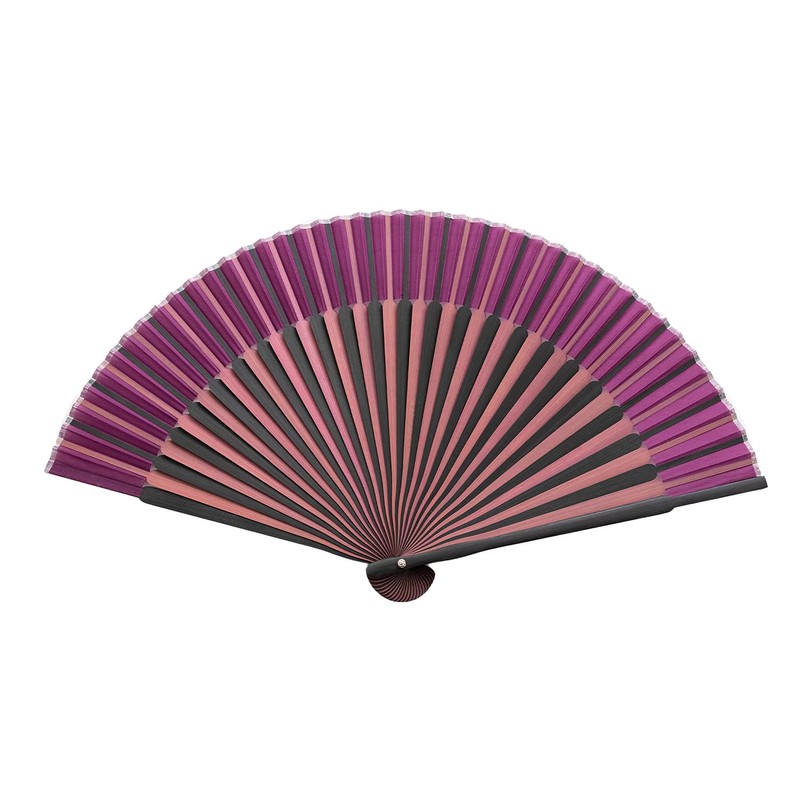 Kyoetsu Men's Hand Fan, Pure Silk, Plain, 2 Colors, Bamboo
