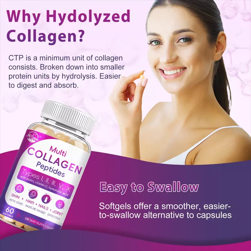 Collagen Peptides for Women & Men,Type I, II, III, V,