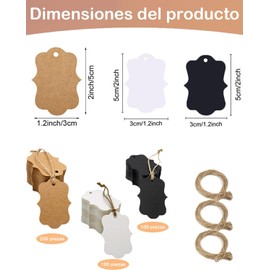 400 Piezas Etiquetas, Etiquetas Para Ropa, Etiquetas Personalizadas, Flexibilidad y Versatilidad Para Cualquier Proyecto, Ideal Para Bodas, Regalos y Artesanías(Negro, Blanco y Marrón)
