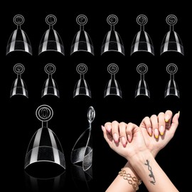 Grevosea 240 Pcs Extra Short Nail Tips, 12 Sizes Short Square Nail Tips Half Cover Nail Tips Clear Acrylic Pre-Shape Curved Nail Tips for Beginner and Professional Nail Extension DIY Nail Art