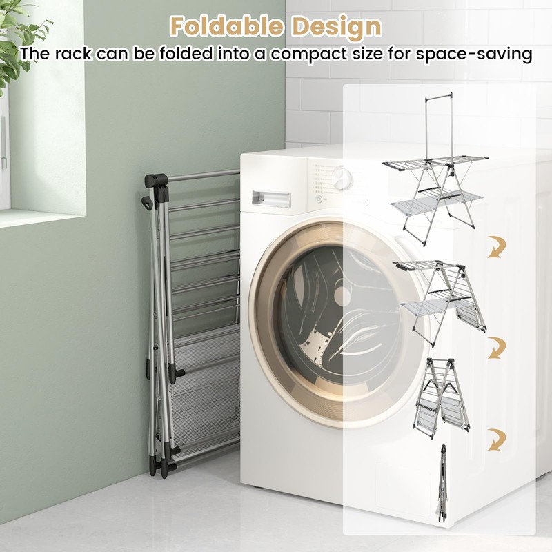 Giantex Clothes Drying Rack, Stainless Steel Foldable Laundry Drying Rack