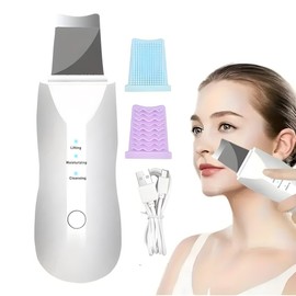 Vibrate White 진동 스킨 스크러버 페이셜 셔블 스파츌라 마사지기 초음파 블랙 아님 제거 [Vibrate White] Vibrating Skin Scrubber Facial Shovel Spatula Massager Ultrasonic Blackhead Remover [Vibrate White]