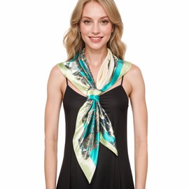 RIIQIICHY Head Scarf for Women Like Silk Scarf Hair Scarf Printed Square Scarf Bandanas for Women 35 Inches