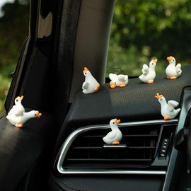 Rislobx 8PCS Cute Goose Car Dashboard Decorations, Fun Geese Rear View Mirror Ornament Car Decor Interior Accessories Decor for Women Men