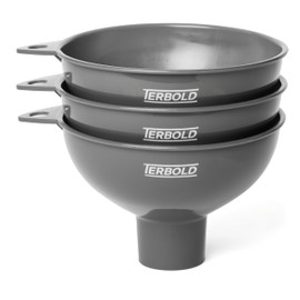 Terbold 3pc Wide Mouth Canning Funnels for Filling Bottles and Mason Jars | Large Spout Quick Fill Food Grade Plastic Funnels for Kitchen Use (Gray)