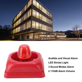 Fire Alarm, DC12V 24V Sound and Light Alarm, LED Audible Visual Alarm, Strobe Warning Horn, 3 Sound Modes Flashing Light, Siren Fire Security Horn Buzzer 115dB