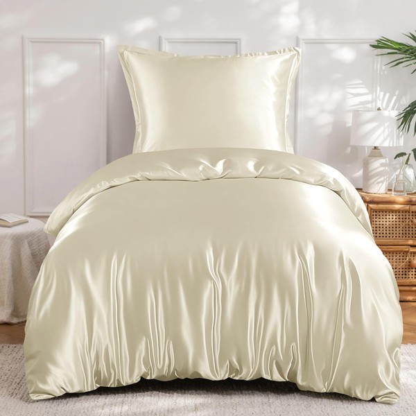 RUIKASI Satin Bed Linen 135 x 200 cm Beige -